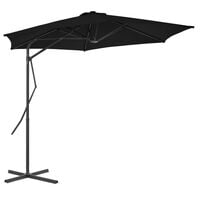vidaXL Градински чадър със стоманен прът, черен, 300x230 см