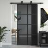 vidaXL Плъзгаща се врата черна 102,5x205 см закалено стъкло и алуминий