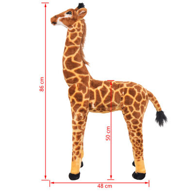 vidaXL Плюшен детски жираф за яздене кафяво и жълто XXL