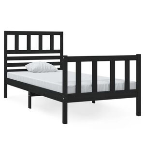 vidaXL рамка за легло черна 75x190 см Small Single дърво масив