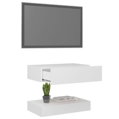 vidaXL ТВ шкаф с LED осветление, бял, 60x35 см