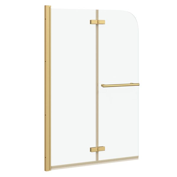 vidaXL Душова обшивка Златист 95 x 140 cm ESG стъкло и алуминий