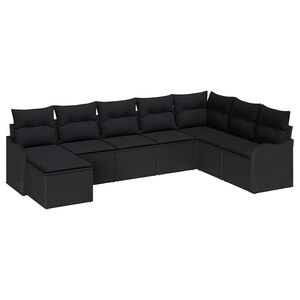 vidaXL Градински Софа Комплект с възглавница 8 pcs Черно Полиратан