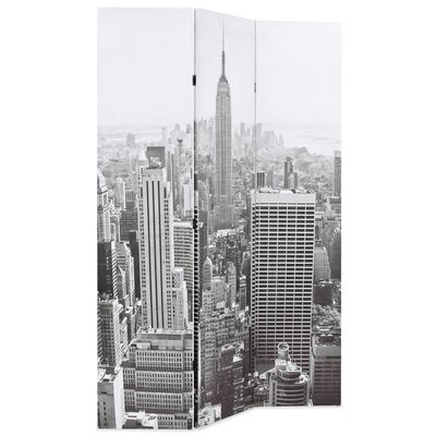 vidaXL Сгъваем параван за стая, 120x170 см, дневен Ню Йорк, черно-бял