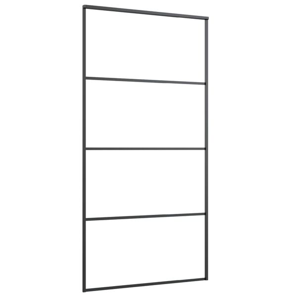 vidaXL Плъзгаща се врата, ESG стъкло и алуминий, 102,5x205 см, черна