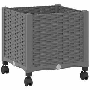 vidaXL Градинска саксия с колела Светлосиво 40 x 40 x 48 см ПП