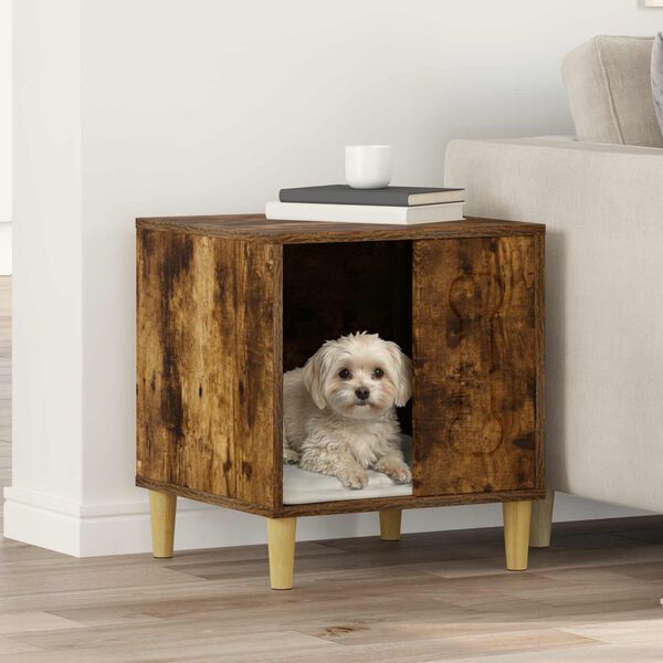 vidaXL Кучешка къща Димян дъб 44 x 42 x 49 см Инженерно дърво