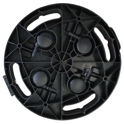 vidaXL Поставка за цветя с колелца, диаметър 30 см, черна, 170 кг