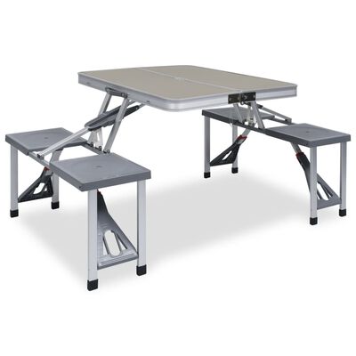 vidaXL Сгъваема къмпинг маса с 4 седалки, стомана, алуминий