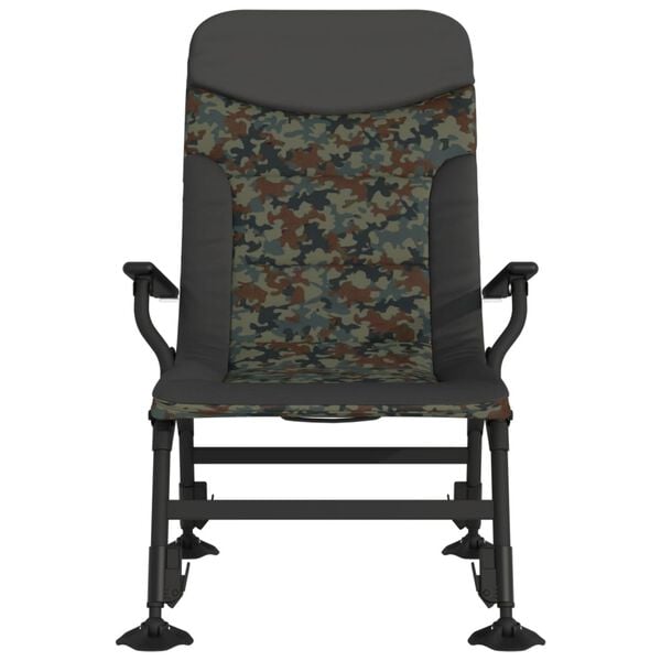 vidaXL Риболовен стол с подлакътник, сгъваем, камуфлаж