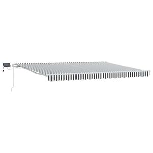vidaXL Ръчно прибираща се тента с LED, антрацит и бял, 450x300 см