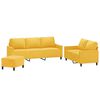 vidaXL Комплект дивани от 3 части с възглавници, жълт, кадифе