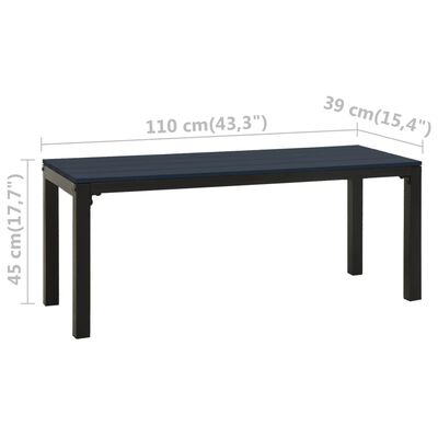 vidaXL Градинска пейка, 110 см, стомана и WPC, черна