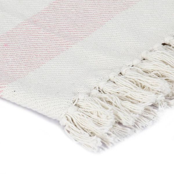 vidaXL Декоративно одеяло, памук, ивици, 125x150 см, старо розово