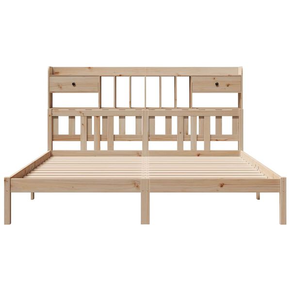 vidaXL Легло с етажерка за книги, без матрак, 180x200 см, бор масив