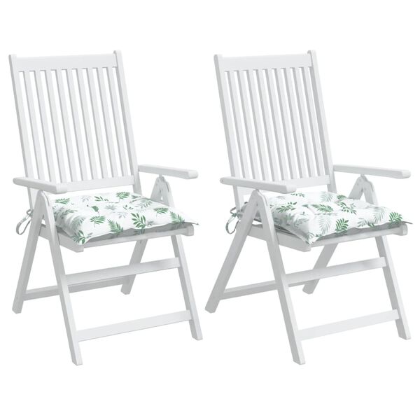 vidaXL Възглавници за столове, 2 бр, на листа, 40x40x7 см, плат