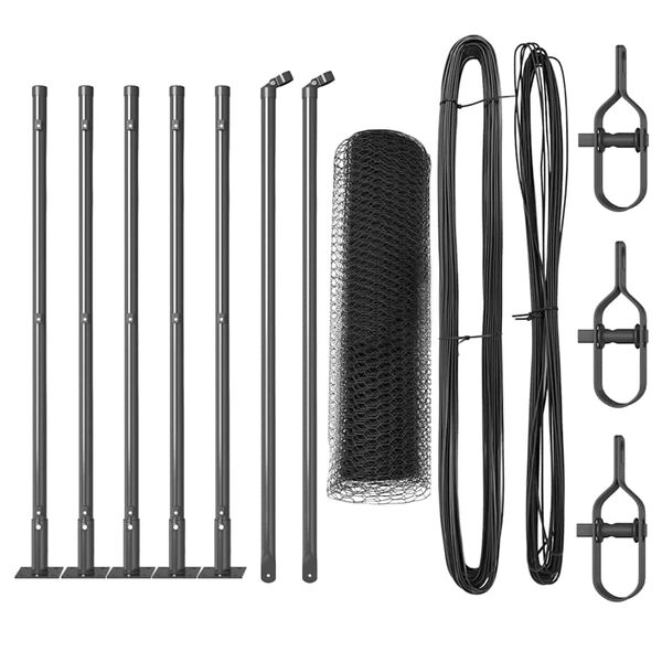 vidaXL Стълб за ограда. Сив 10 x 0,6 м (25 мм мрежа) Стомана и PVC
