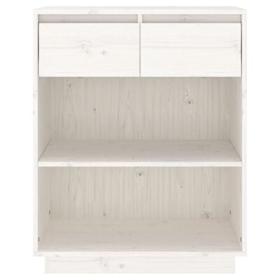 vidaXL Конзолен шкаф, бял, 60x34x75 см, бор масив