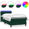 vidaXL Боксспринг легло с матрак и LED, тъмнозелено, 100x220 см, кадифе