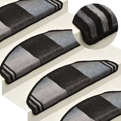 vidaXL Самозалепващи стелки за стъпала, 15 бр, черно-сиви, 65x21x4 см