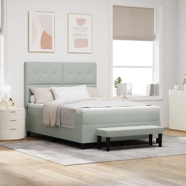 vidaXL Легло с пружинирана основа Светлосиво 160 x 200 cm Кадифе