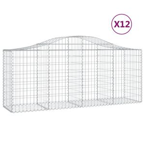 vidaXL Габионни кошници арка 12 бр 200x50x80/100 см поцинковано желязо