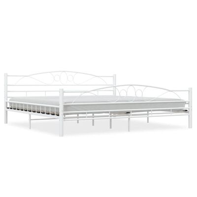 vidaXL Рамка за легло, бяла, метал, 200x200 cм