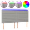 vidaXL LED горна табла за легло, светлосива, 200x5x118/128 см, плат