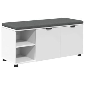 vidaXL Пейка за коридор с възглавница Едноцветен Бяло 100 x 38 x 46 см