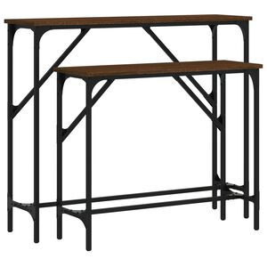 vidaXL Конзолни маси, 2 бр, кафяв дъб, инженерно дърво
