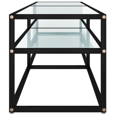 vidaXL ТВ шкаф, бял мрамор, 140x40x40,5 см, закалено стъкло