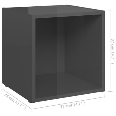 vidaXL ТВ шкафове, 4 бр, сив гланц, 37x35x37 см, ПДЧ