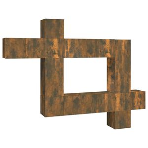 vidaXL Комплект ТВ шкафове от 10 части, опушен дъб, инженерно дърво