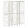 vidaXL Разделител за стая, 5 панела, бял, дърво пауловния масив