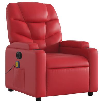 vidaXL Електрически масажен реклайнер стол, червен, изкуствена кожа