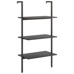 vidaXL Етажерка стълба с 3 рафта черна 64x35x120,5 см