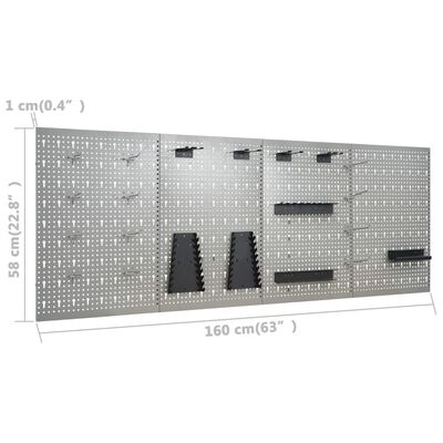 vidaXL Работна маса с четири стенни панела и два шкафа