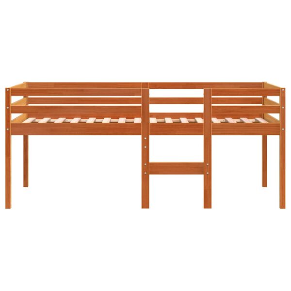 vidaXL Високо легло, восъчнокафяв, 75x190 см, борово дърво масив