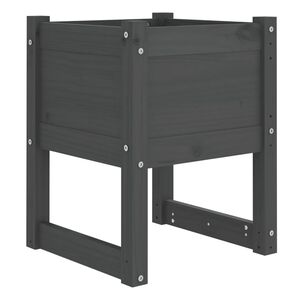 vidaXL Плантер, сив, 40x40x52,5 см, борово дърво масив