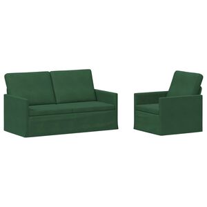 vidaXL Комплект дивани 2 pcs Джунглово зелено Кордюрова тъкан
