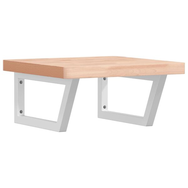 vidaXL Стенен рафт за мивка, стомана и масивно дърво бук