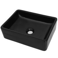 vidaXL Керамична мивка, правоъгълна, черна, 41x30х12 см