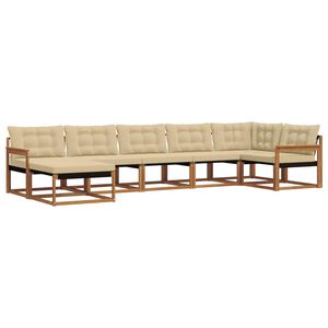 vidaXL Комплект дивани за открито 7 pcs Натурален и Бежов