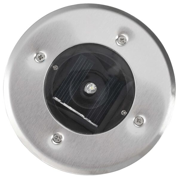 Соларни градински спотове за вграждане в земя, кръгли - 6 броя