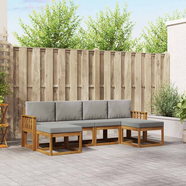 vidaXL Комплект дивани за открито 6 pcs Естествено и светло сиво