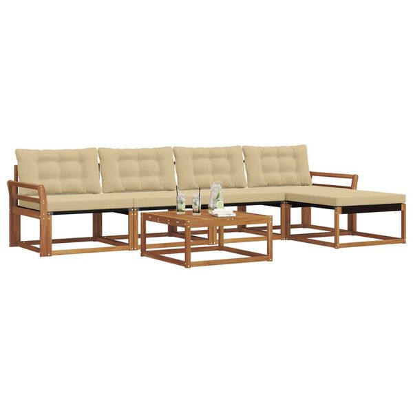 vidaXL Комплект дивани за открито 6 pcs Натурален и Бежов