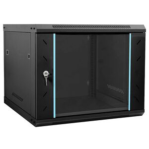 vidaXL Мрежов кабинет със съхранение Черно 60 x 60 x 50 см Стомана