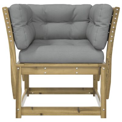 vidaXL Градинско кресло с подлакътник, с възглавници, импрегниран бор