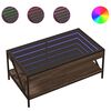 vidaXL Маса за кафе с Infinity LED, кафяв дъб, 90x50x38 см