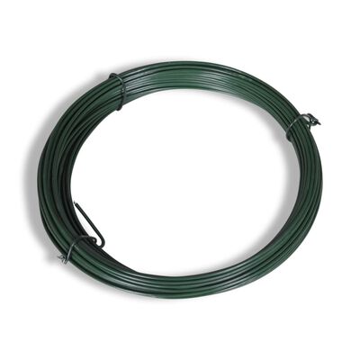 vidaXL Оградна мрежа с колове, стомана, 1,5x25 м, зелена